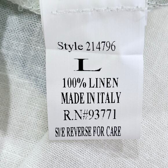 Kaktus Italy 100% Linen Floral Notched V Ruffle Neck Tunic Top Womens Large - Picture 8 of 9